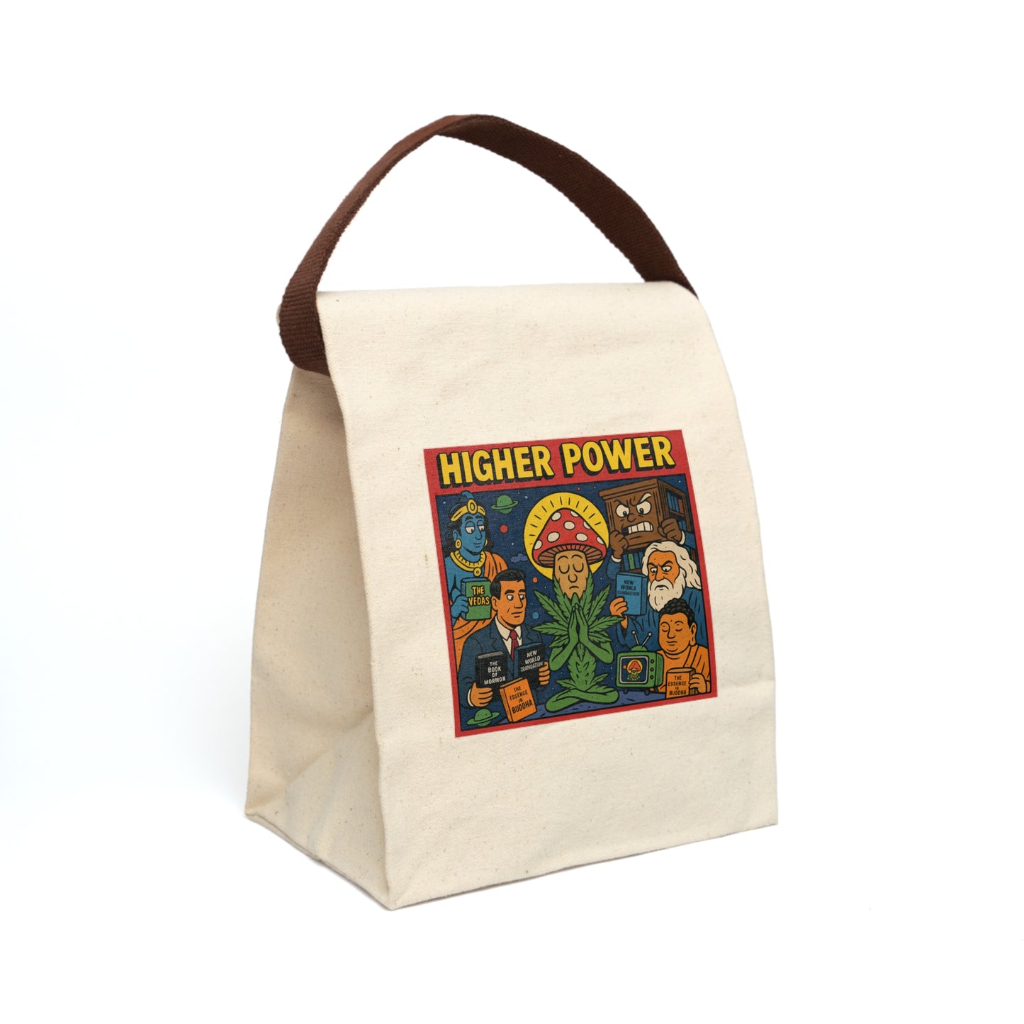 Canvas Lunch Bag with Strap - Higher Power Design, Eco-Friendly Tote, Unique Gift for Foodies, Sassy Lunchbox, Picnic Essential