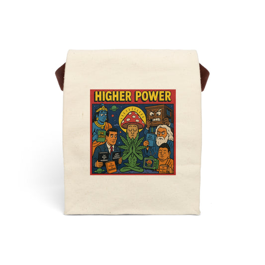 Canvas Lunch Bag with Strap - Higher Power Design, Eco-Friendly Tote, Unique Gift for Foodies, Sassy Lunchbox, Picnic Essential