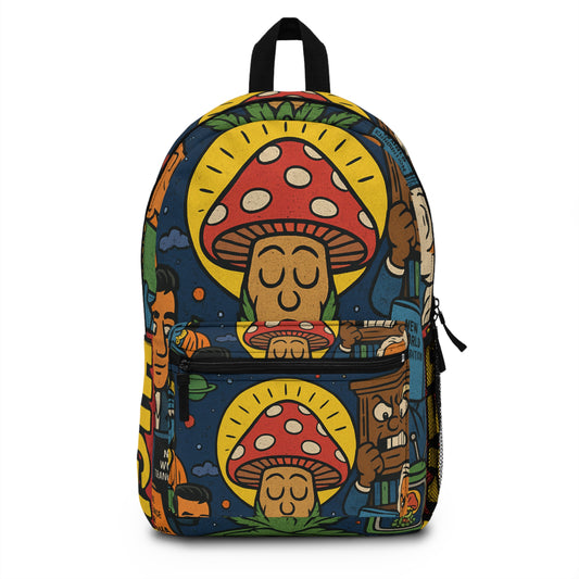 Colorful Mushroom Backpack, Vivid Design Bag, Funky School Backpack, Unique Travel Pack, Gift for Students, Festival Essentials